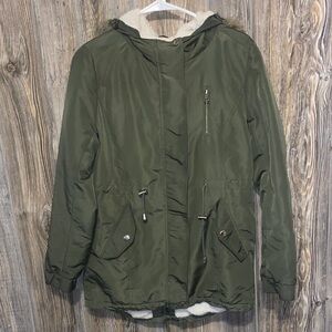 Ambiance Outerwear Fleece Lined Olive Green Parka Woman’s Size S